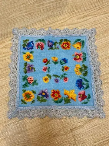 Lake Alster 손수건 꽃무늬 스카이블루 레이스