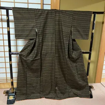 1.  이중 기모노 순수 실크 짙은 갈색 격자 탄탄한 질감