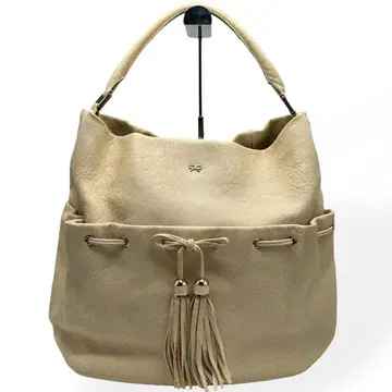 컨디션 최상 ANYA HINDMARCH 핸드백 숄더 가죽 아이보리