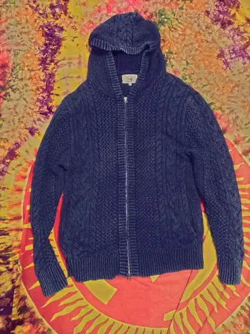 DUFFER INDIGO 케이블 니트 후드티 XL 네이비