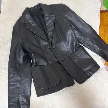 블랙 가죽 자켓 더블 브레스트