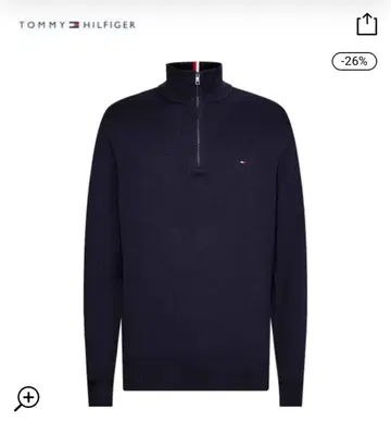 택 포함 새상품 TOMMY HILFIGER 네이비 하프 지퍼 스웨터 XL