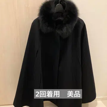퍼 네이비 코트 판초 RUIRUE BOUTIQUE