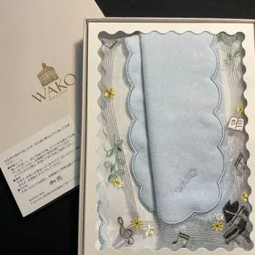 긴자 와코 음악 모티브 레이스 트리밍 타월 손수건 미사용 새상품