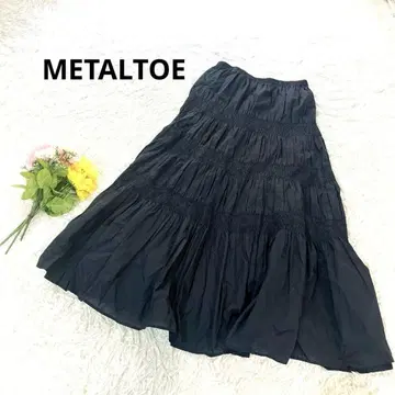 METALTOE [ S ] 롱 스커트 플레어 개더 허리밴딩 스트레치