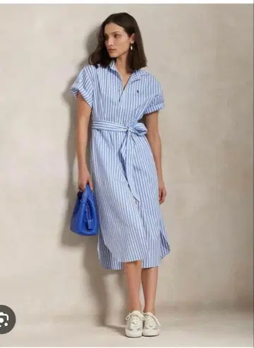 랄프 로렌 스트라이프 셔츠 원피스 반팔