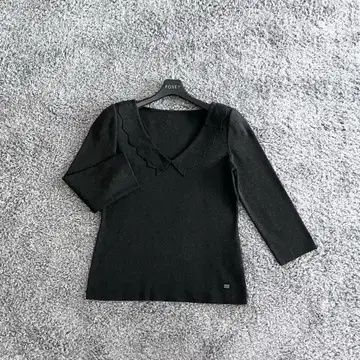 FOXEY NY 42 옷깃 니트 멜란지 다크 그레이 폭시