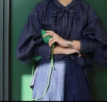 machatt 데님 리본 셔츠