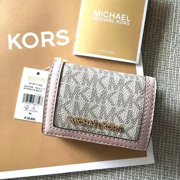 새상품 MICHEAL KORS 마이클코어스 3단 폴더형 지갑 화이트 핑크