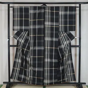 블랙 격자 오시마 명주 캐주얼 155cm a831