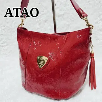 ATAO 아타오 캔디백 에나멜 가죽 빨간색 태슬 부착 라즈베리