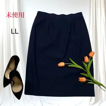 미사용 고급 타이트 스커트 오피스 캐주얼 포멀 다크 네이비 무지 LL