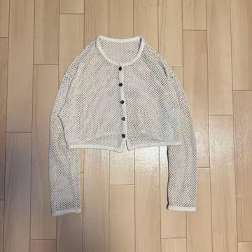 Nugu  시스루 편직 가디건 상의 화이트