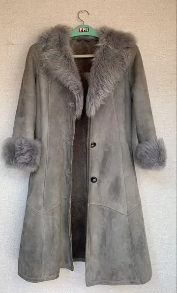 스페인산 리얼 양가죽 그레이 퍼 코트