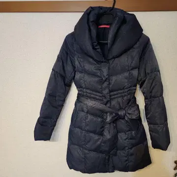 네이비 벨트 다운 코트