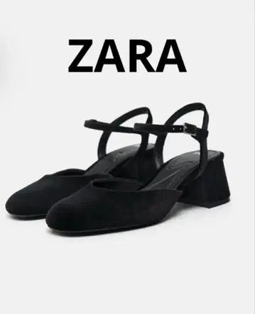 ZARA 블랙 스웨이드 느낌 스트랩 펌프스
