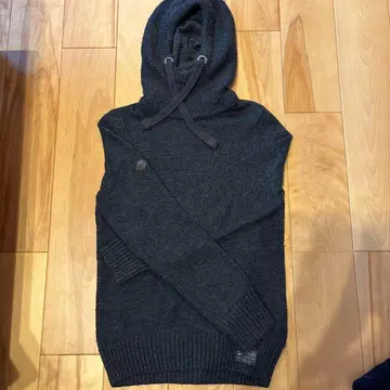 SuperDry 후드 부착 니트 스웨터 다크 그레이