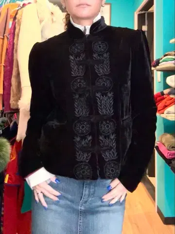 벨로아 벨벳 자수 자켓 차이나 자켓