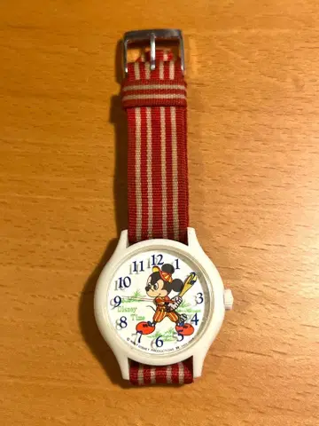 빈티지 세이코 디즈니 타임 미키마우스 야구 수동 와인딩 손목시계