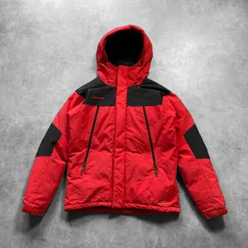 MAMMUT 나일론 다운 자켓 L 로고 자수 빨간색 블랙 드로 코드
