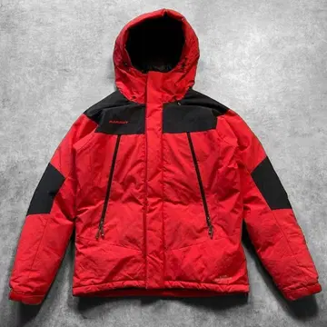 MAMMUT WINTERFIELD 로고 자수 다운 자켓 L 빨간색 블랙