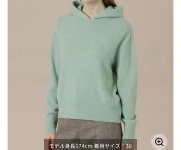 민트 그린 후드 부착 니트 스웨터 사이즈 38 수플레 니트 후디