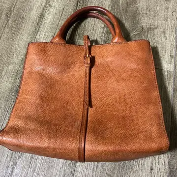 genten 브라운 가죽 핸드백