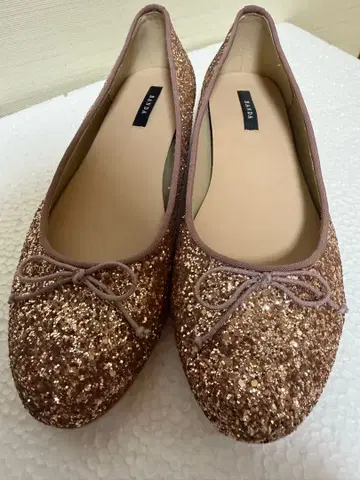 [컨디션 최상] 란다 RANDA 밸리 슈즈 글리터 핑크 베이지 25.5