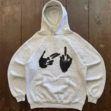 그레이 손 실루엣 후드티 opium archive