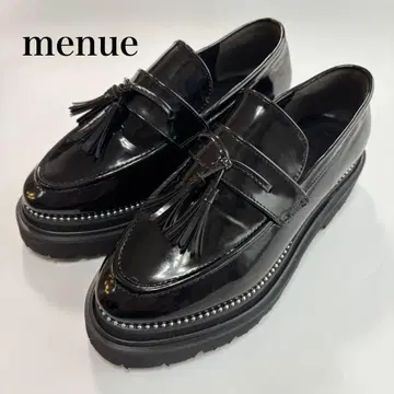 완판템 menue 므뉴 스터드 트랙 밑창 통굽 로퍼 23.5 블랙