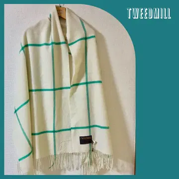 트위드밀 TWEEDMILL 체크 스톨 대형 아이보리 영국제