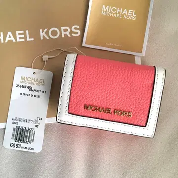 새상품 MICHEAL KORS 마이클코어스 3단 폴더형 지갑 오렌지 핑크