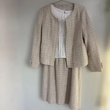 쿠튀르 브로치 트위드 원피스 자켓 세트 수트 M