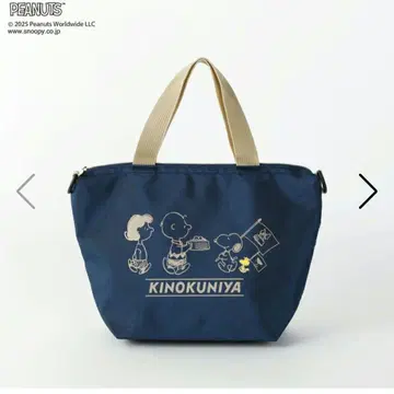 키노쿠니야 미니 숄더 토트백 스누피 콜라보 네이비