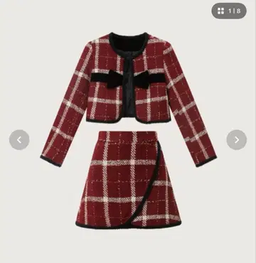 LA POMME petit 레드 체크 셋업