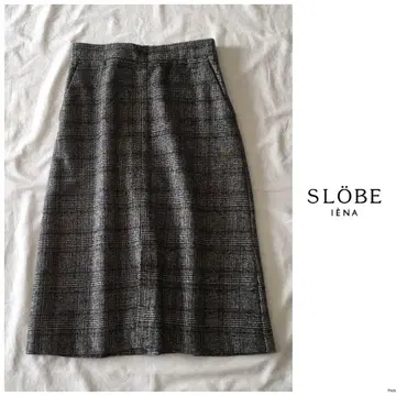 이에나 울 체크 글렌체크 미모레 기장 롱 스커트