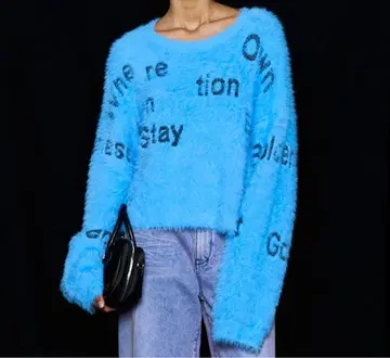 MAISON SPECIAL 샤기 로고 니트