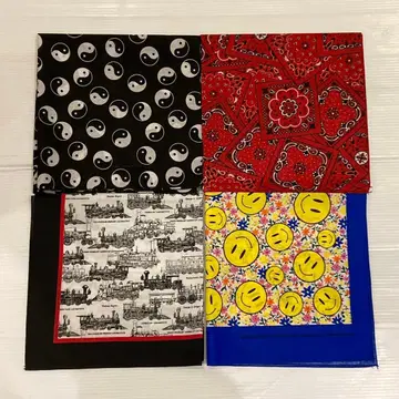 NOS 80s 빈티지 반다나 빈티지 USA제 4개 세트