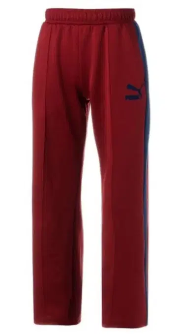 PUMA 빨간색 트랙 팬츠 사이드 스트라이프 파랑