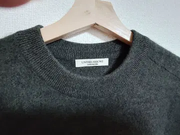 UNITED ARROWS 다크 그린 캐시미어 크루넥 스웨터