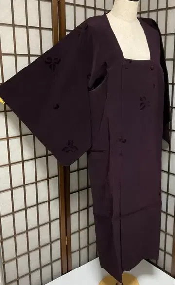 C172 화학 섬유 겨울용 벨벳 린나 코트 롱 기모노