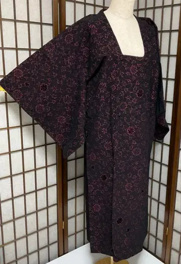 C173 순수 실크 겨울용 비로드 와나 코트 롱 기모노