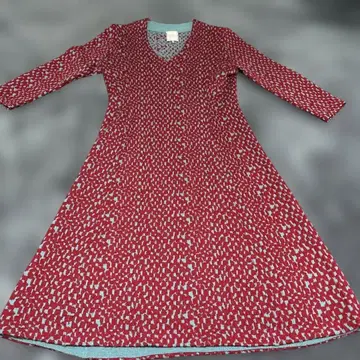 Sybilla 빨간색과 스카이블루의 V넥 원피스