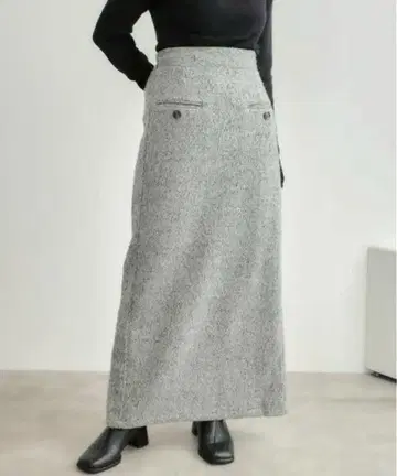 미사용 새상품 그레이 네프 트위드 아이라인 스커트 슬릿 포함
