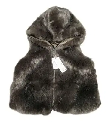 [ 택 포함 ] 파시오네 퍼 베스트 인조 모피 베스트 후드 부착 38