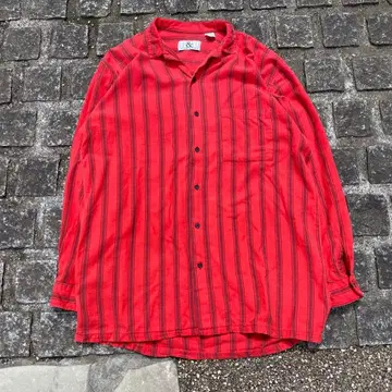 하나뿐인 80s & COMPANY 스트라이프 오픈 카라 셔츠