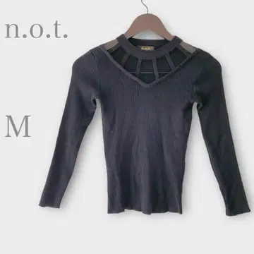 시어 절개 리브 니트 긴팔 블랙 M 비침 가을/겨울