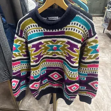 Contemporary 멀티 컬러 기하학 패턴 니트 스웨터