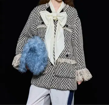 MAISON SPECIAL 프린지 트위드 자켓 코트