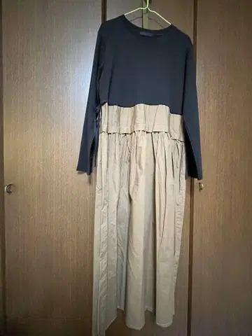 SCOT CLUB 블랙 베이지 롱 원피스